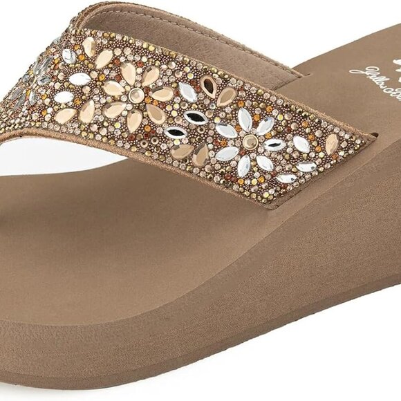 Women's Leather Wedge Sandal 2.5 Inch Heel Platform Flip-Flop Casual Comfort - Picture 2 of 6